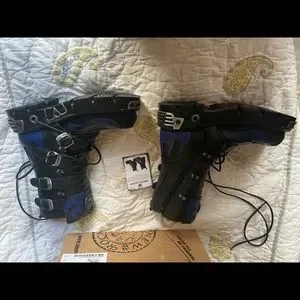 New Roock | Shoes | Unisex Boots Black And Blue Leather  display picture 2